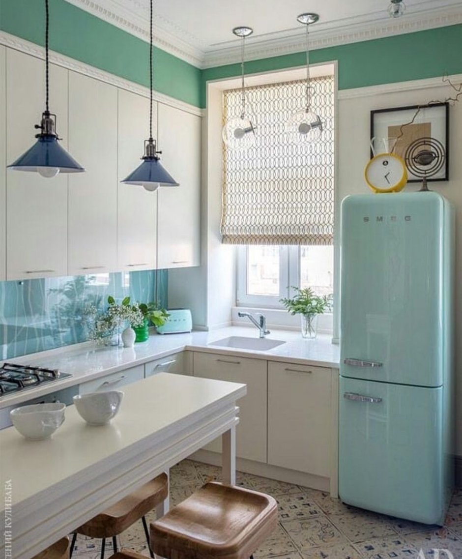 Мятный цвет в интерьере кухни (65 фото)