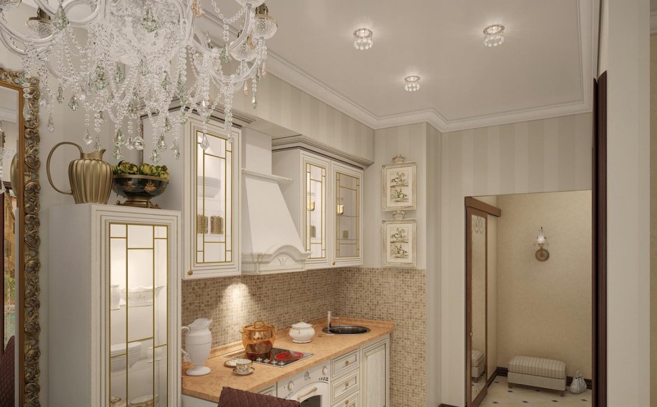Дизайн классического интерьера кухня коридор