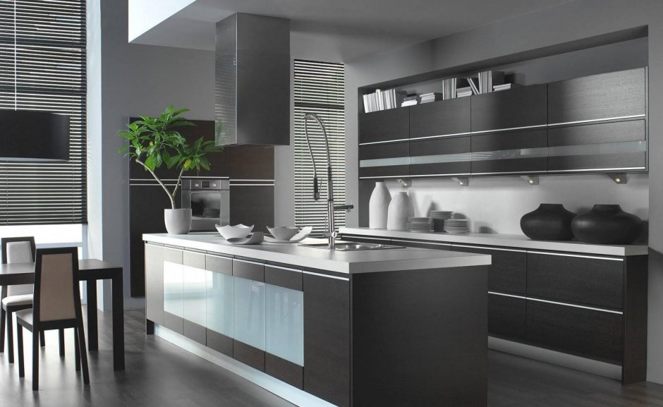 Кухонная мебель серого цвета