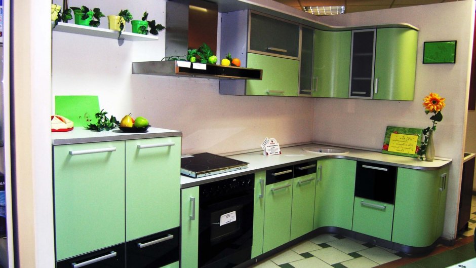 Кухонные гарнитуры салатовый цвет угловой