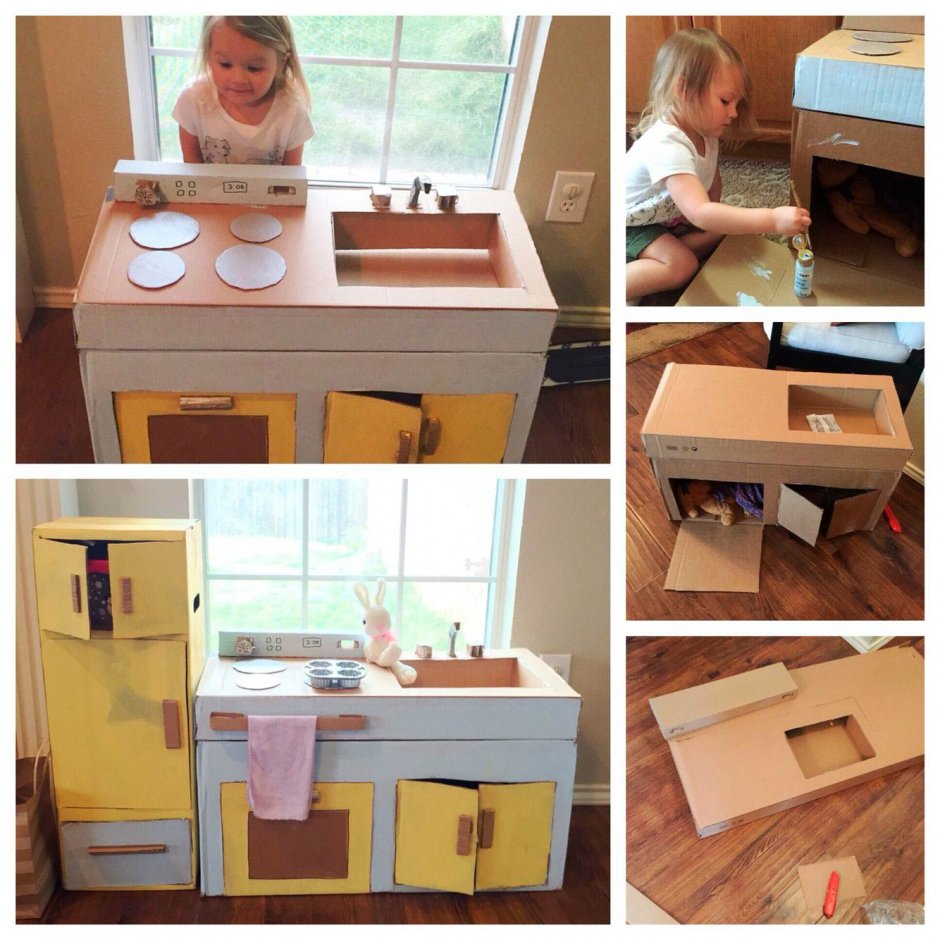 Кухонная мебель из картона для детей