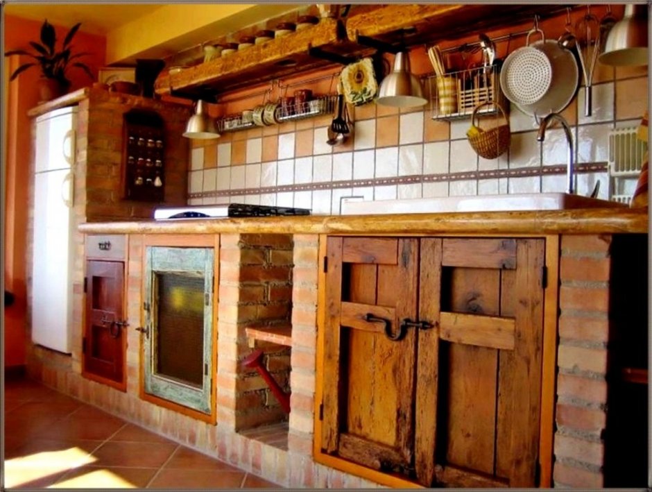 Каркас кухни из кирпича