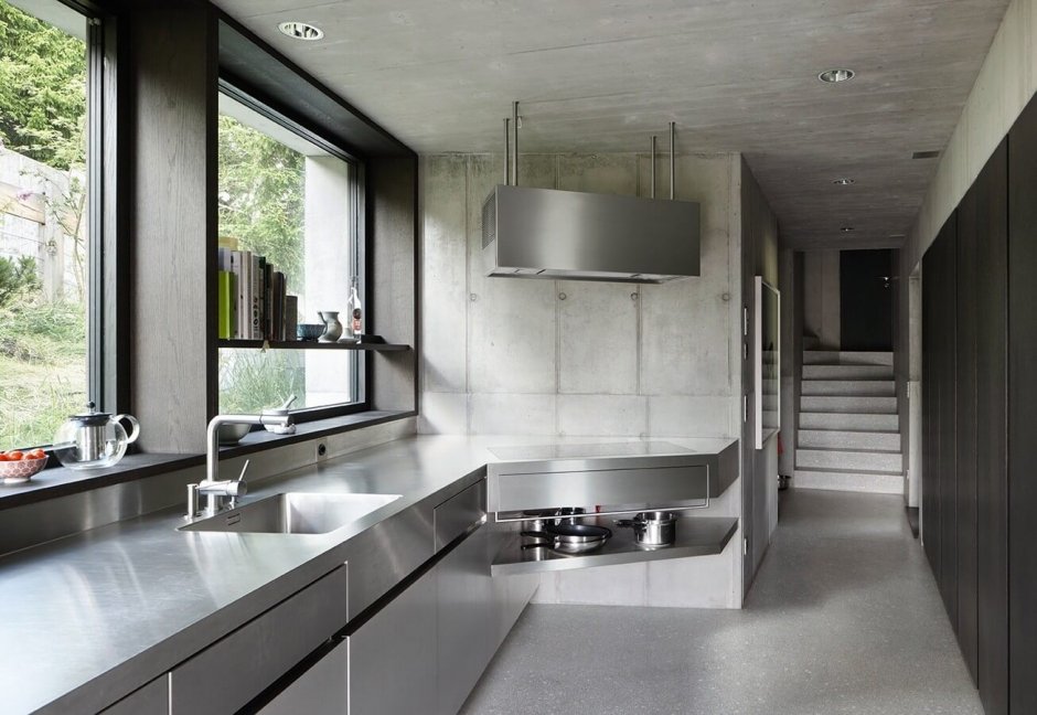 Дизайн интерьера серый бетон