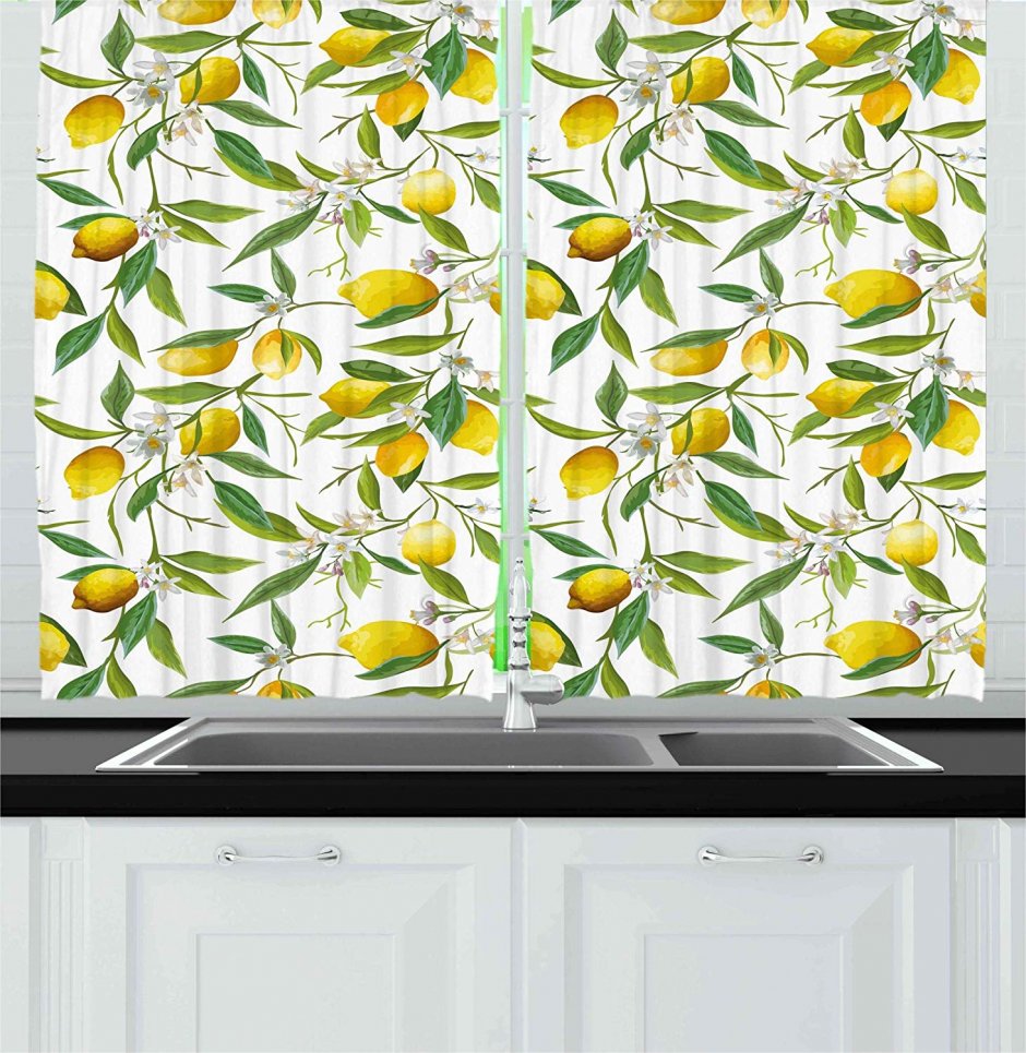 Занавески для кухни с лимонами