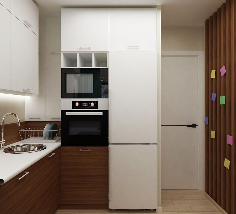 Встраиваемый холодильник и микроволновка фото
