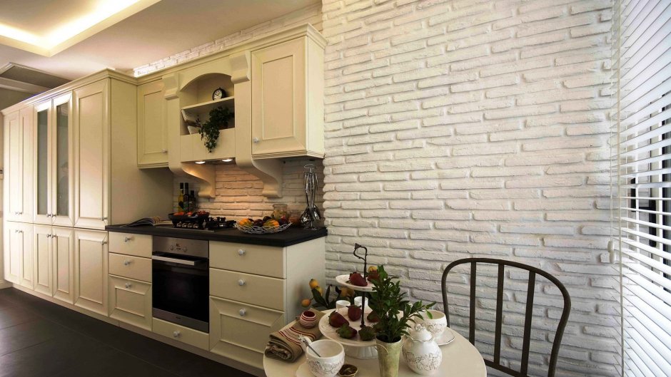 Кухня лофт белые стены