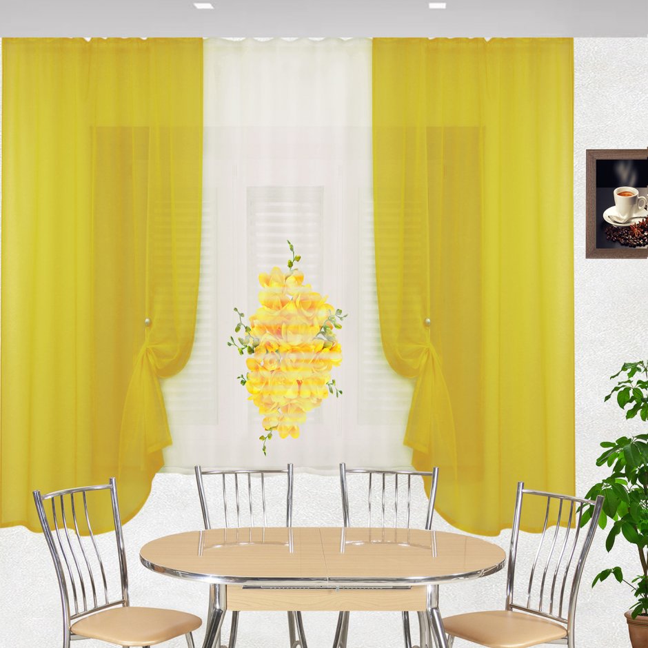 Желтые занавески на кухню