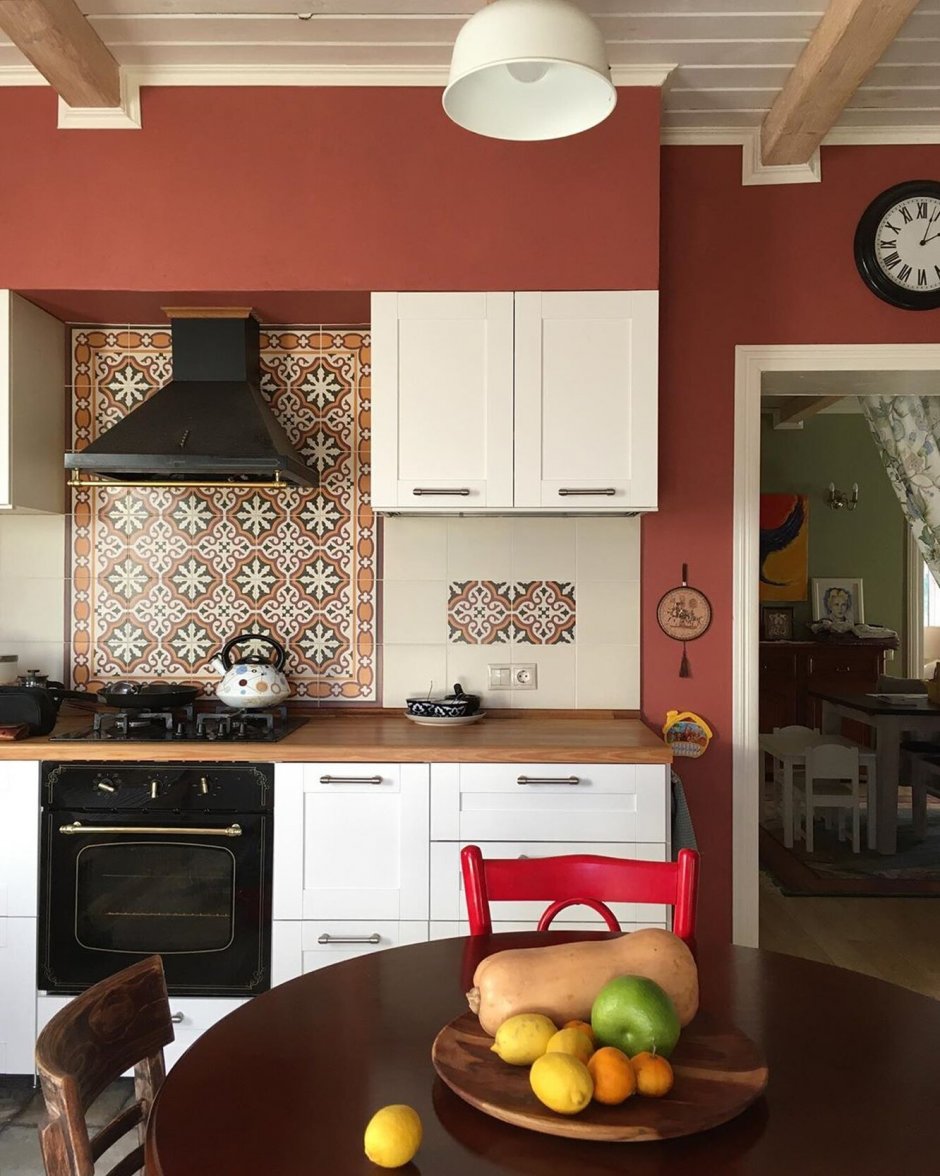 Терракотовый цвет в интерьере кухни