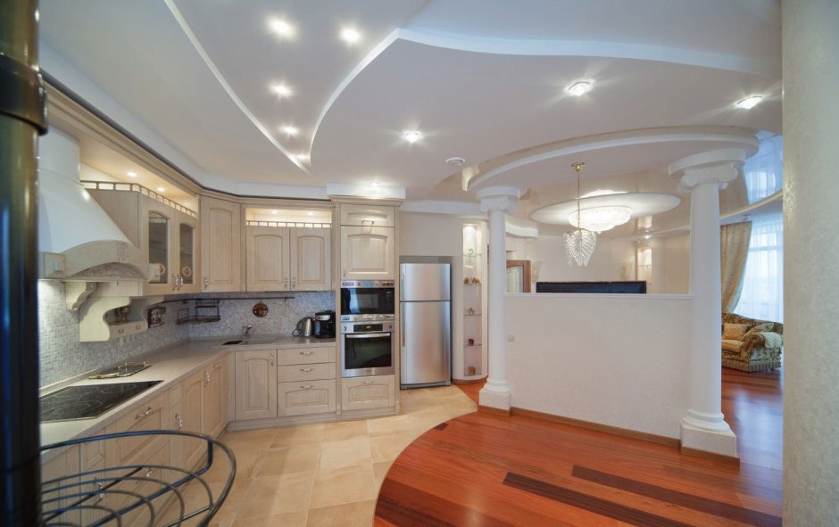 Гипсокартонные потолки на кухне