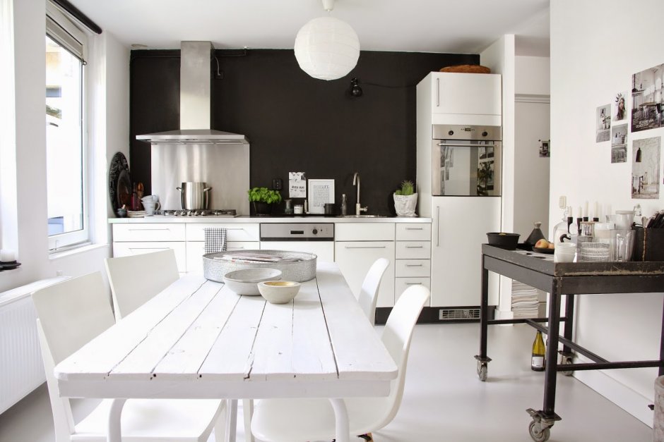 Кухня столовая в скандинавском стиле интерьер