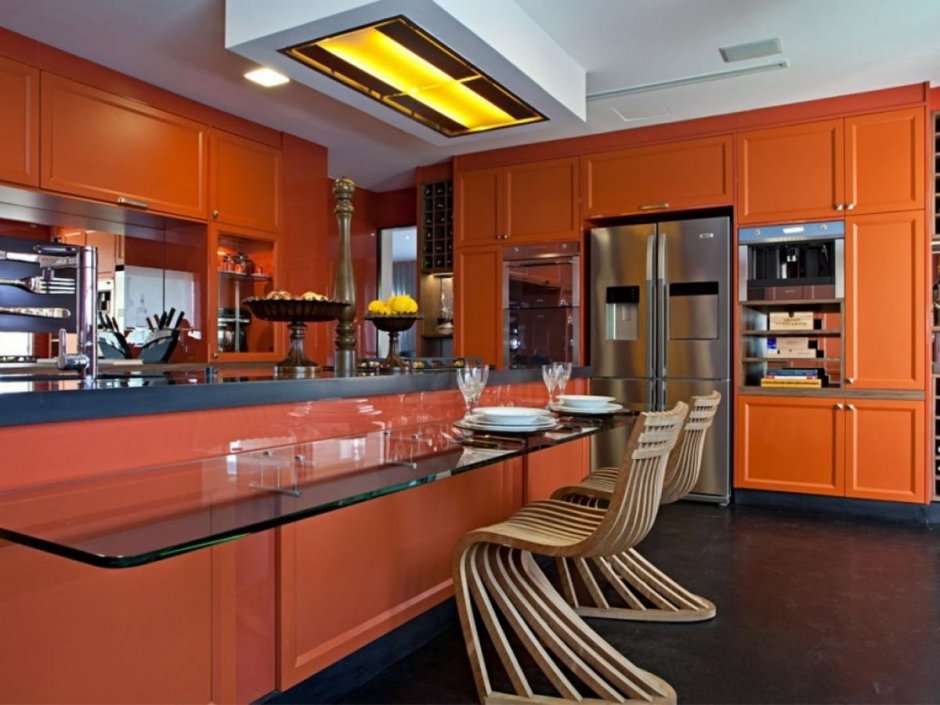 Кухня в стиле оранжевого цвета