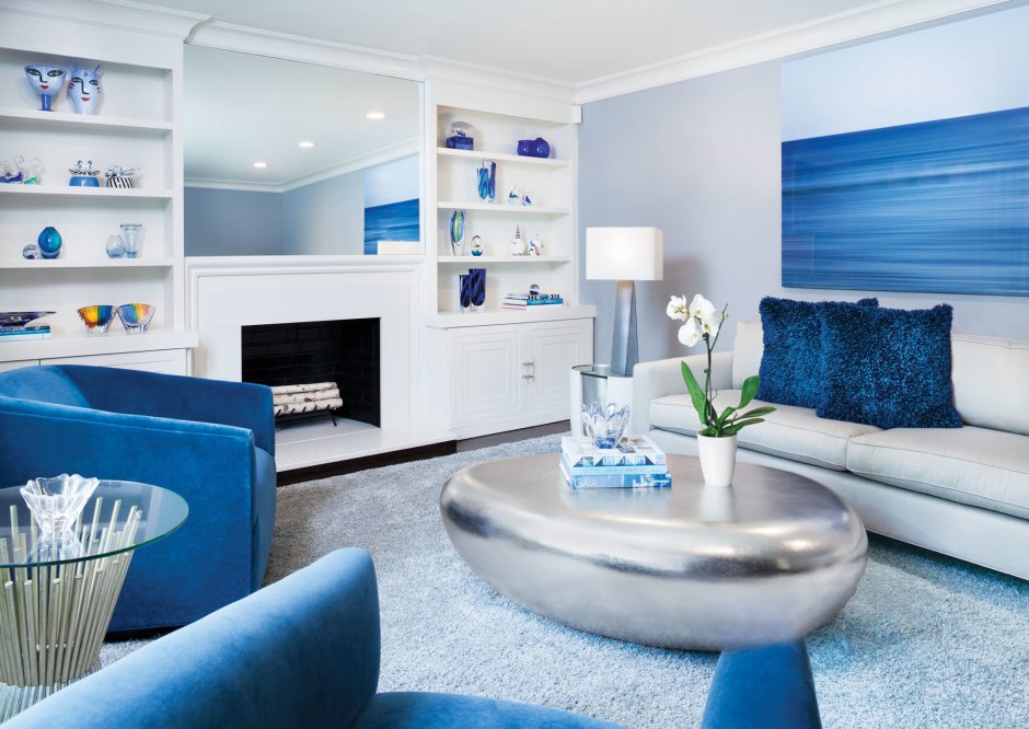 Синяя гостиная в стиле Модерн