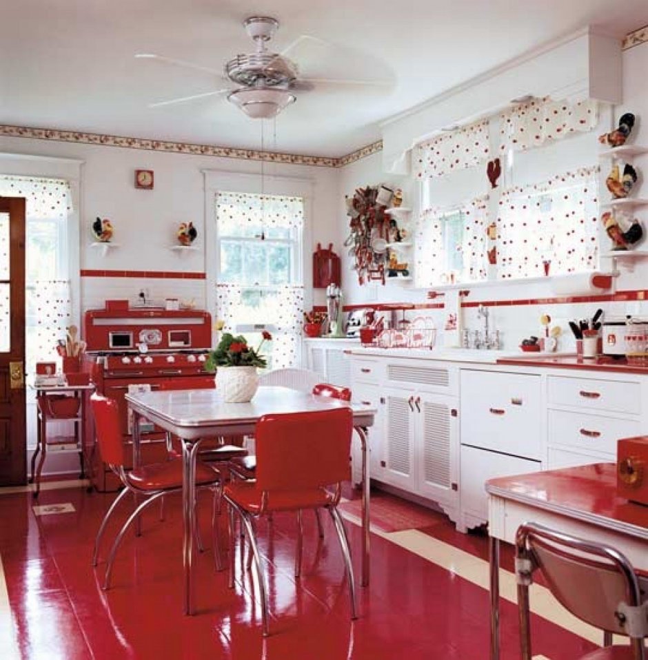 Красная кухня в интерьере