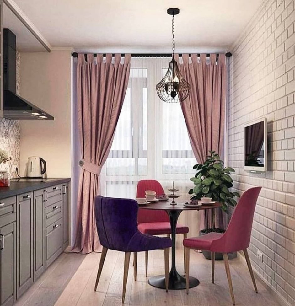 Интерьер штор для кухни в квартире