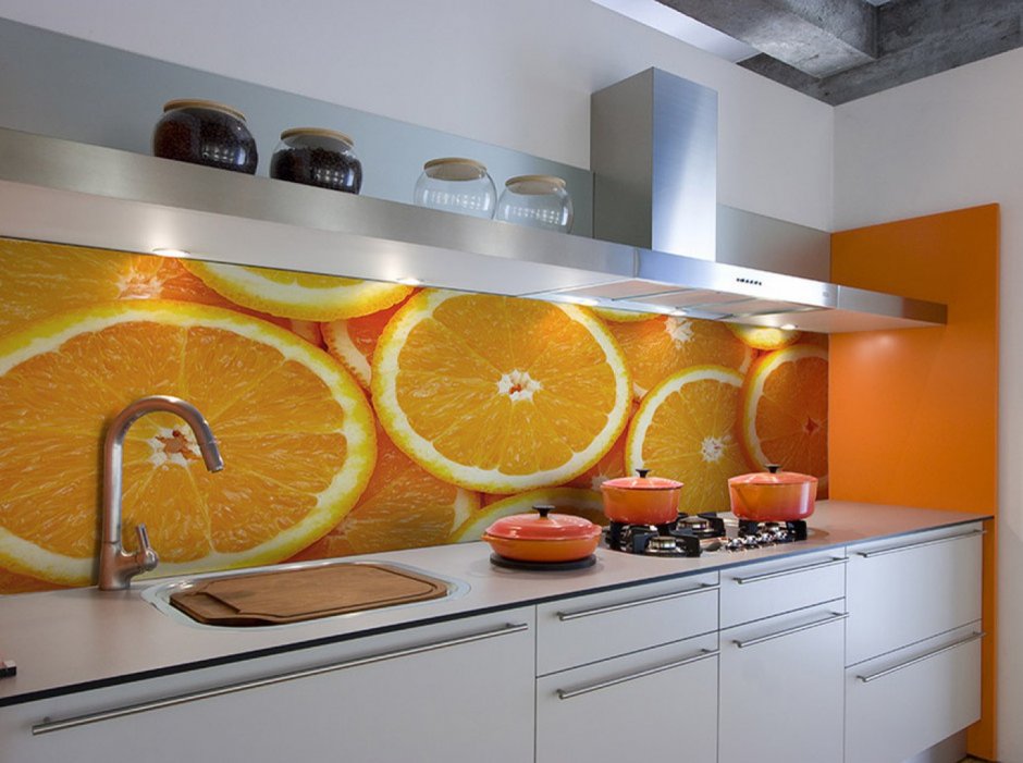 Оранжевый кухонный фартук