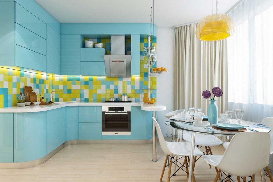 Интерьер на кухне в оранжевых и бежевых тонах