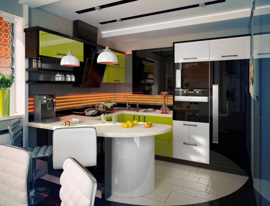 Разноцветная кухня дизайн