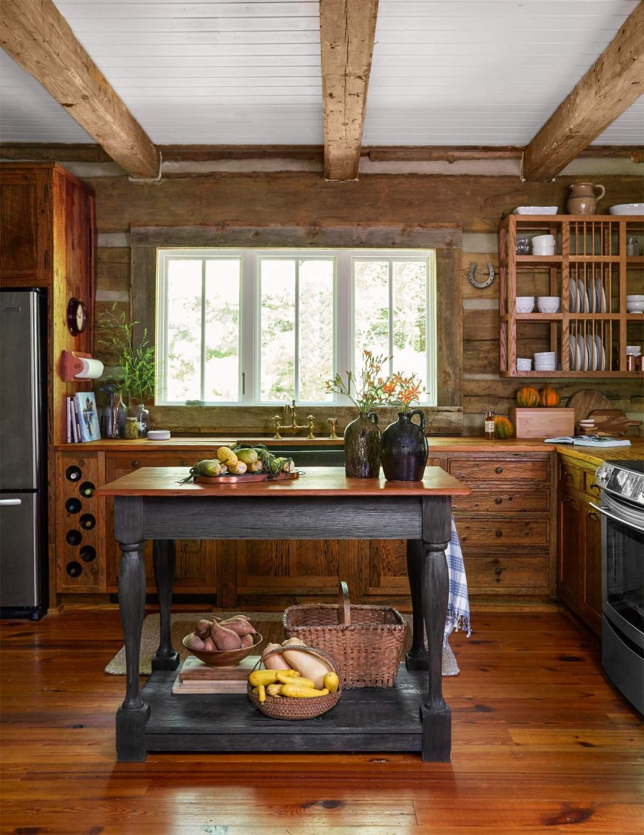 Кухни деревенский стиль в деревянном доме