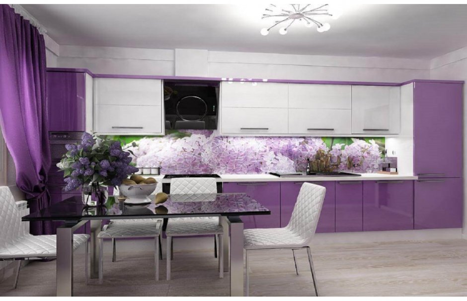 Кухня в лиловом цвете