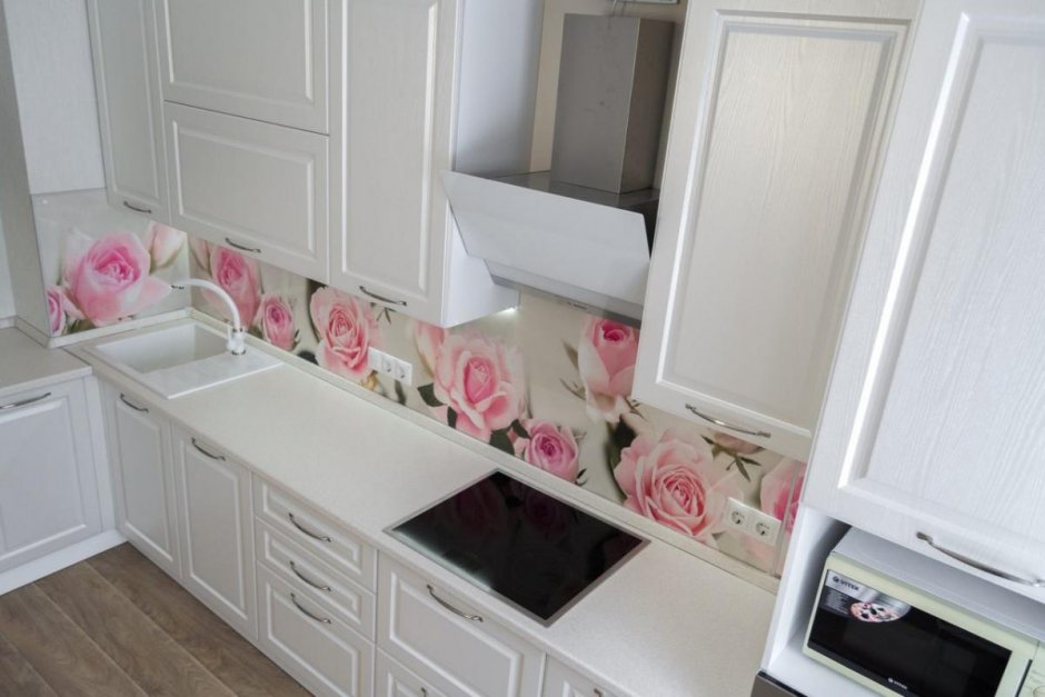 Кухонная панель фартук с фотопечатью розы