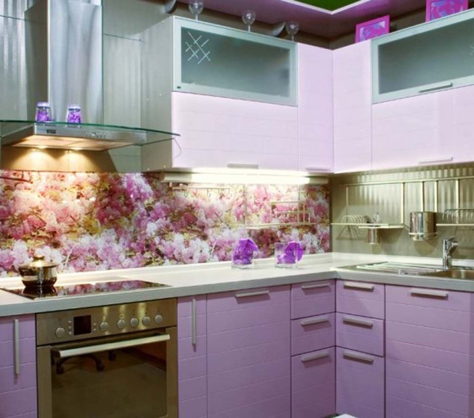 Фартук для кухни лилового цвета