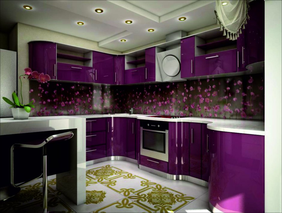 Шикарная фиолетовая кухня