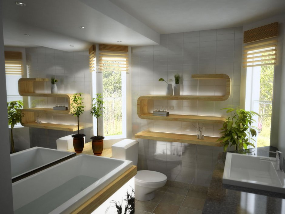 Интерьер ванной комнаты в стиле Модерн