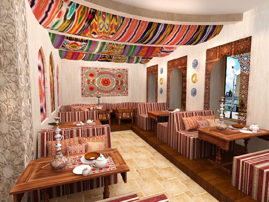Ресторан узбекской кухни интерьер