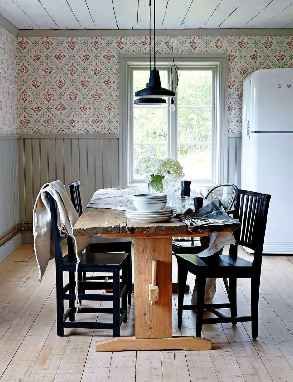 Вагонка на кухне в скандинавском стиле