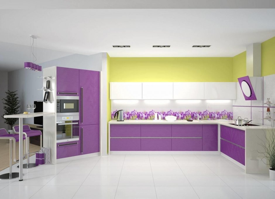 Кухня лавандового цвета
