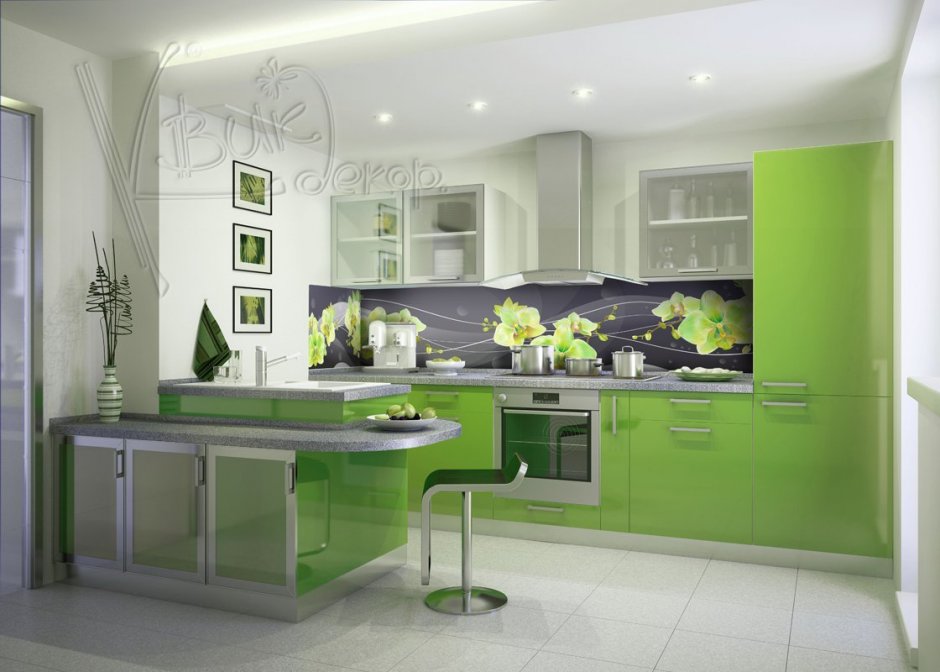 Зеленый кухонный фартук