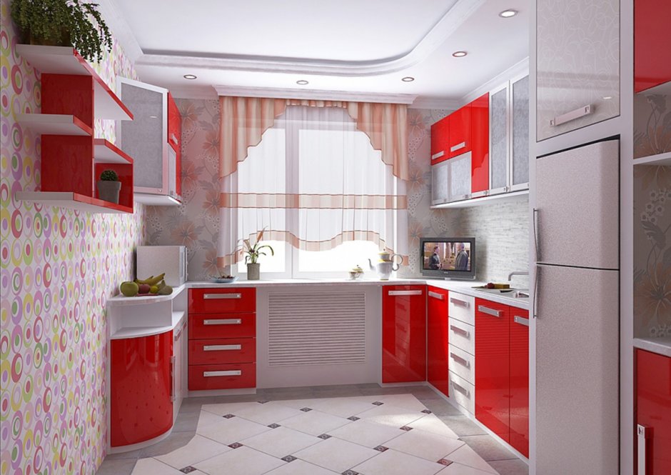 Интерьер кухни в Красном цвете