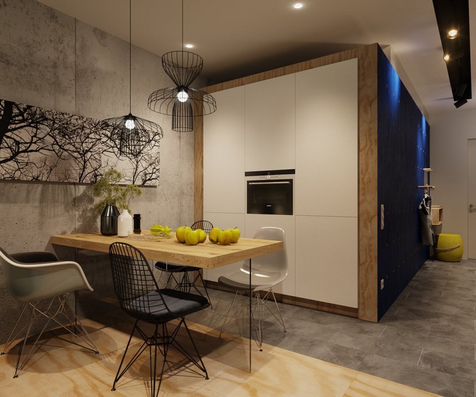 Декоративный бетон в интерьере кухни