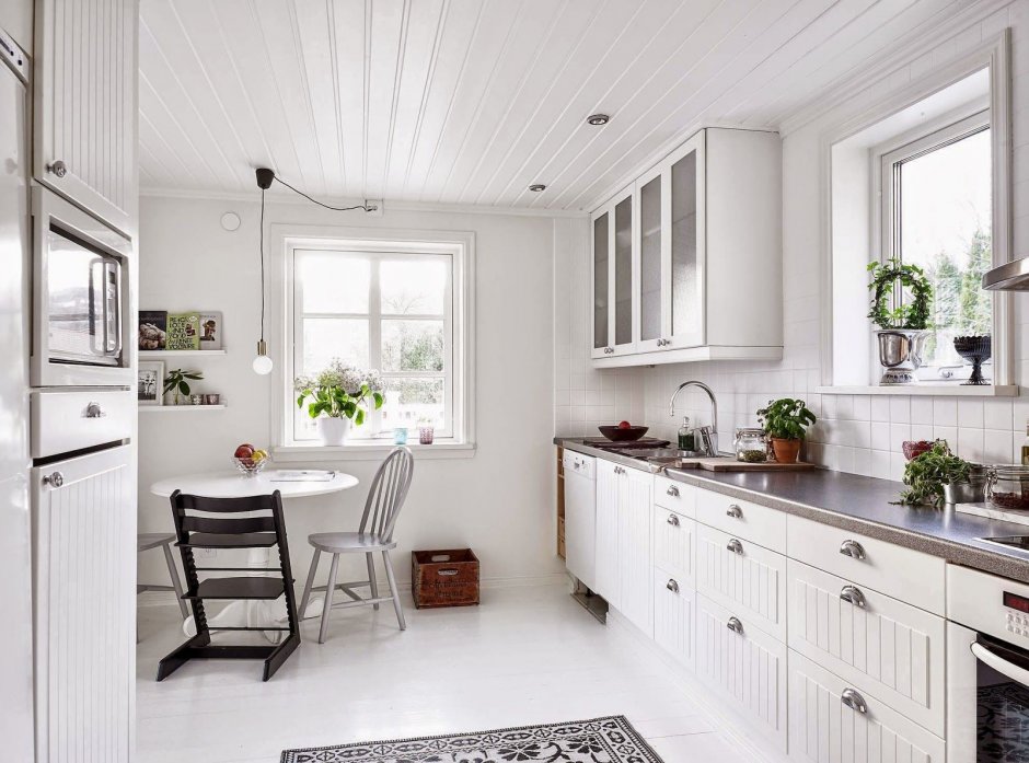 Кухня белая в скандинавском стиле икеа