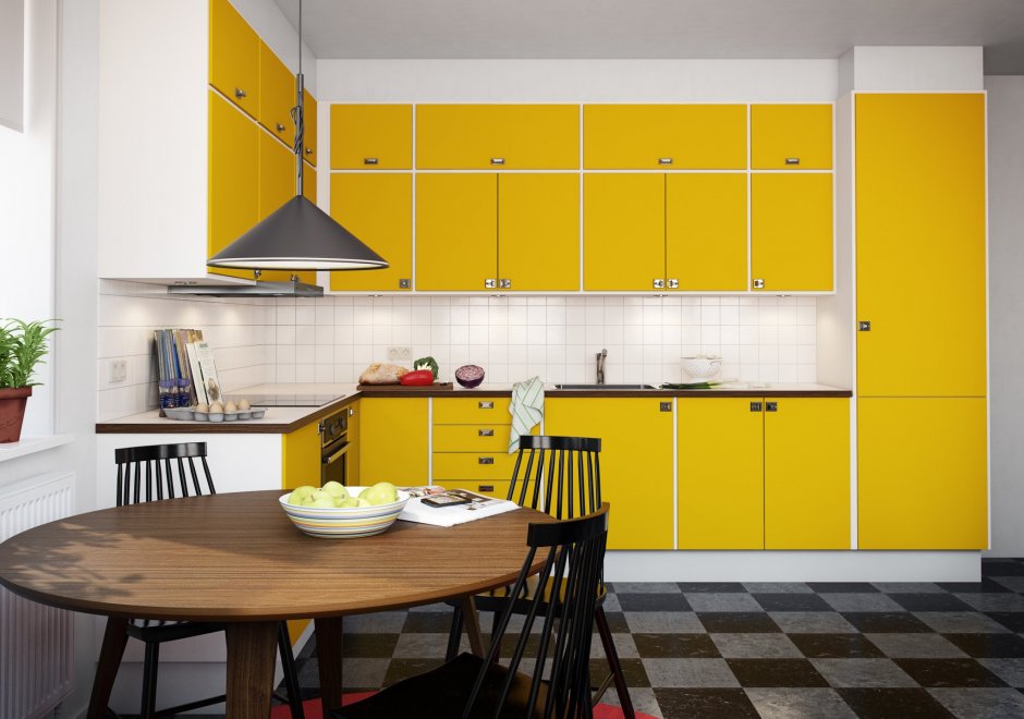 Кухня с желтыми фасадами