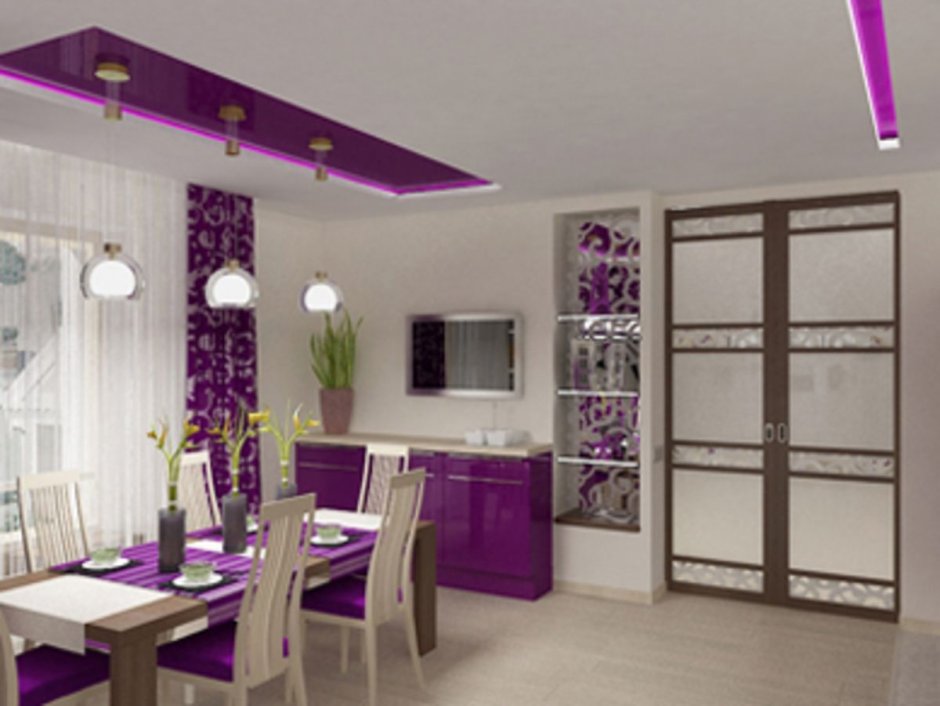 Кухня в лиловом цвете