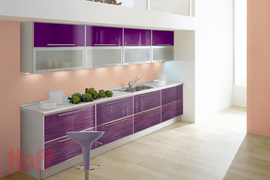 Кухни в алюминиевой рамке фиолетовые