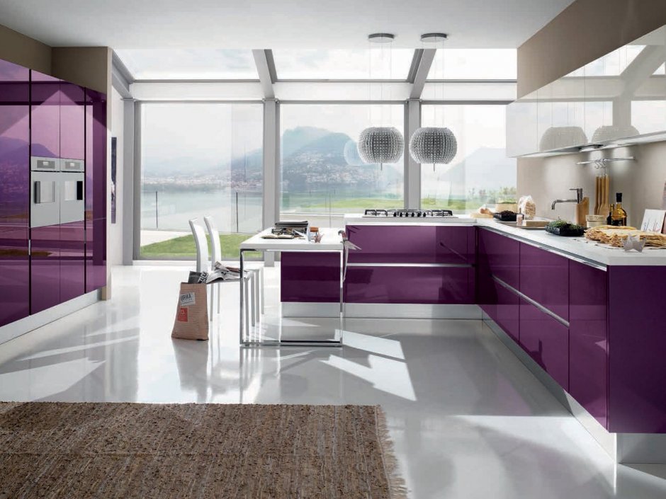 Современные фиолетовые кухни