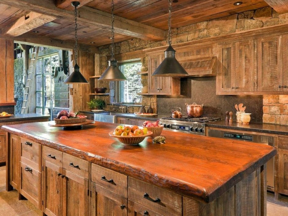 Кухня из брашированного дерева (33 фото)