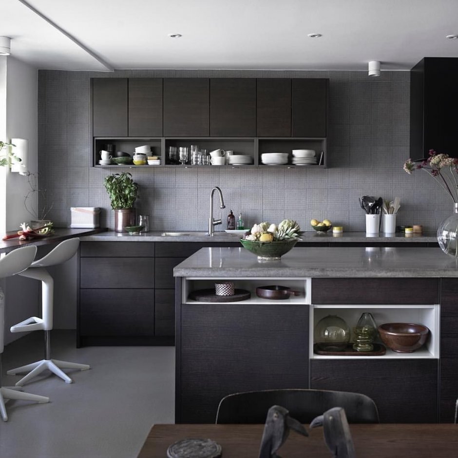 Красивые кухни серого цвета