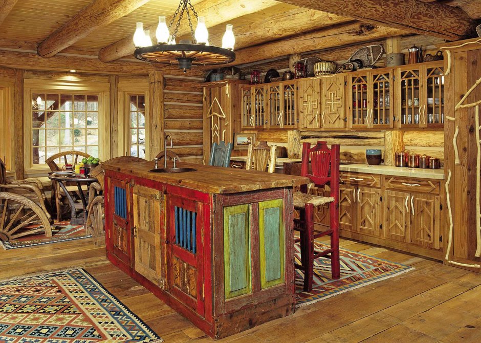 Кухня из дерева в русском стиле