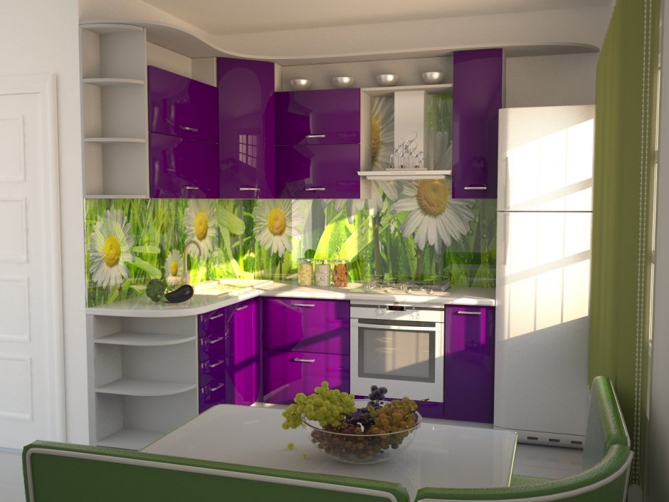 Фиолетовая кухня в хрущевке (32 фото)