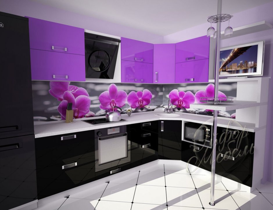 Фиолетовые кухонные гарнитуры
