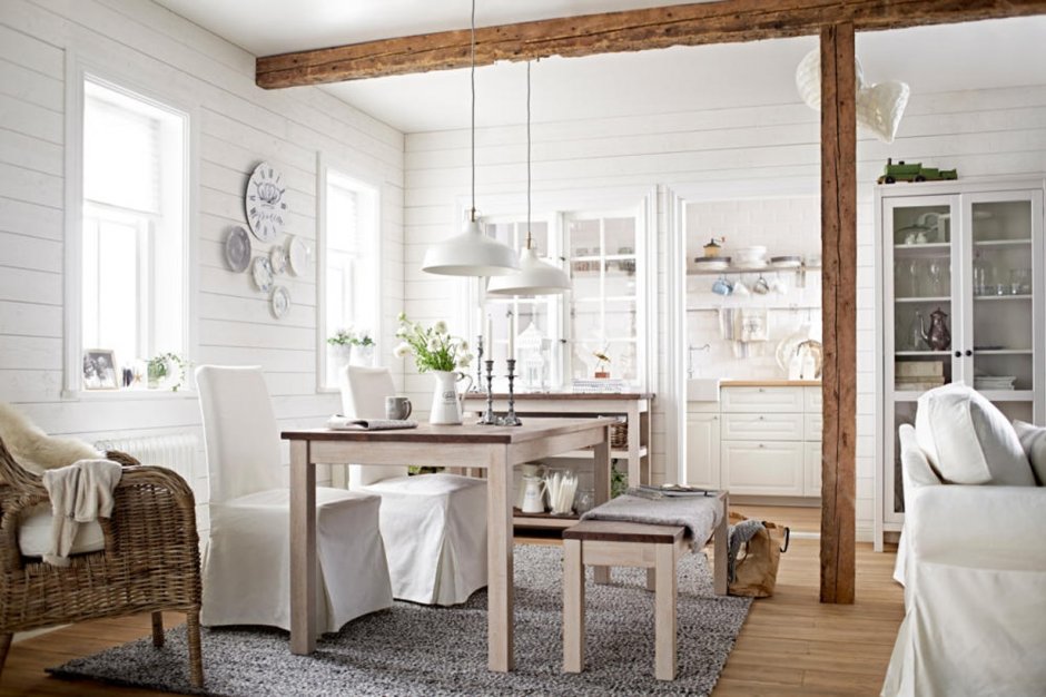 Кухня в скандинавском стиле с диваном