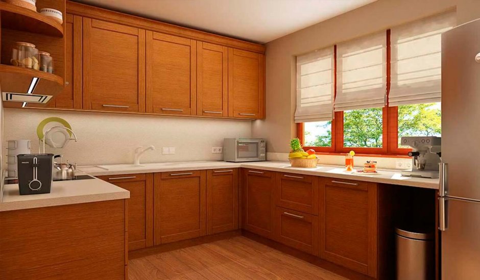 Кухонный гарнитур с окном справа