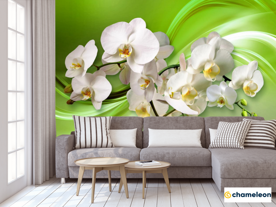 Фотообои 3д белые орхидеи 2700 на 2700