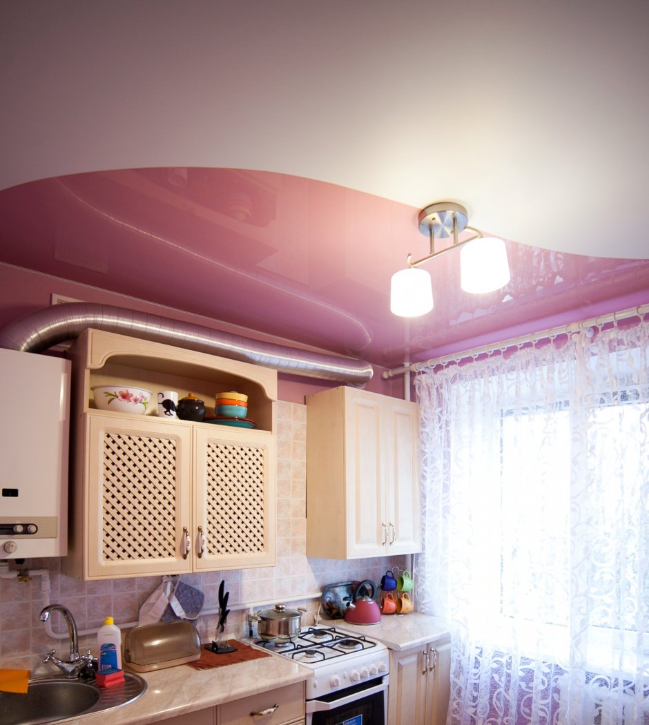 Комбинированные потолки натяжные для кухни