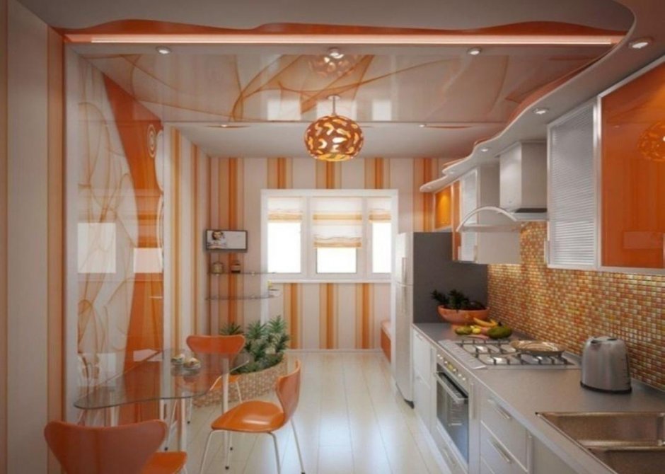 Кухня в ораньжевыхтонах
