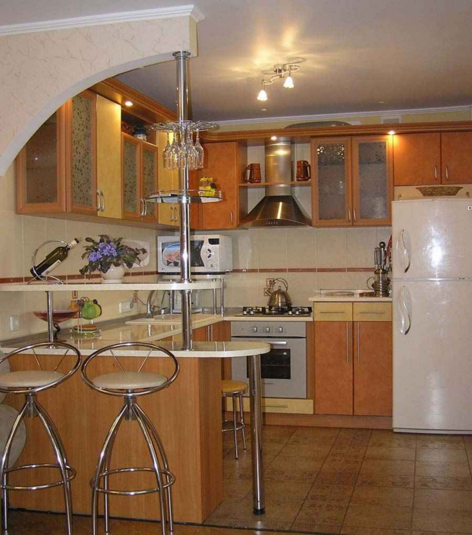 Арка и барная стойка на кухне (35 фото)