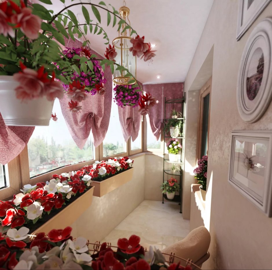 Красивые балконы украшенные цветами